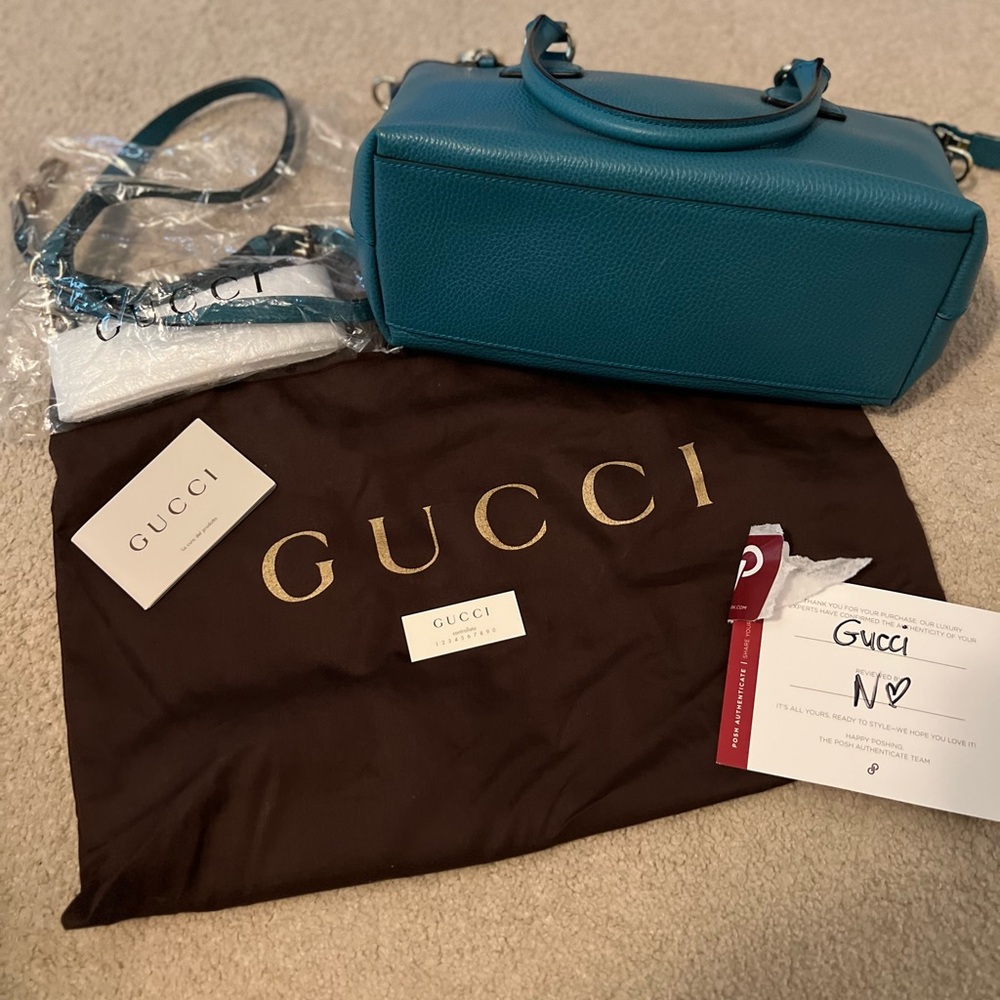 100% AUTHENTIC GUCCI TURQUOISE/Teal color bag NEW - Picture 6 of 10